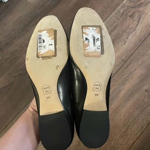 Tory Burch Black Leather Flats with Gold Emblem - Picture 3 of 6